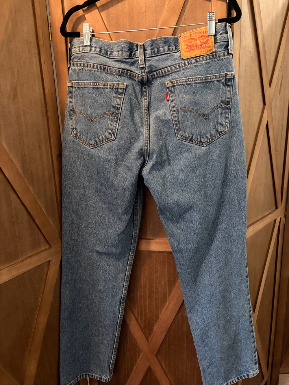 LEVI’S Blue Denim Jeans Straight Style 516 Rare Blank Red Tab  SIZE 34x32